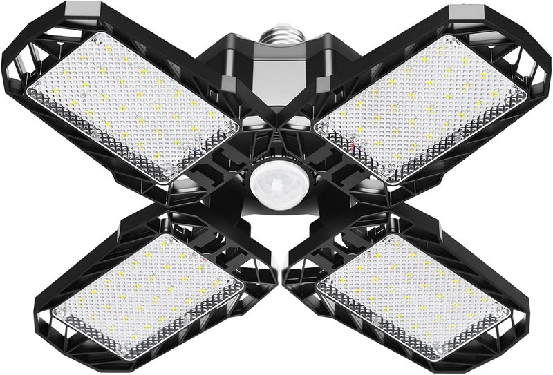 AUDLES Motion Sensor Garage Light, 150W 15000LM 6500K LED Shop Lights, Garage Lights Ceiling Led with 4 Deformable Panels, Screw in E26 Socket Bulb for Warehouse, Workshop, Basement, Barn Lighting - Image 1